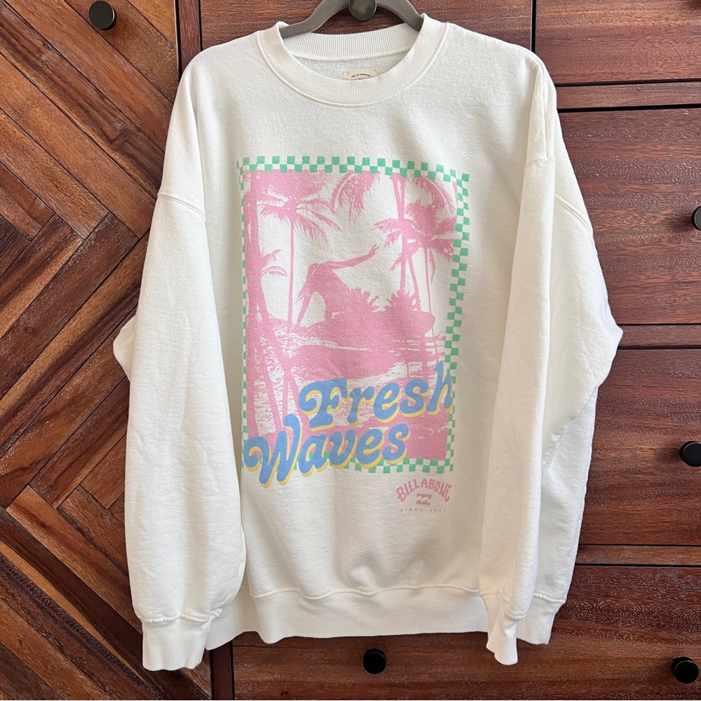 Billabong White and Pink Sweatshirt